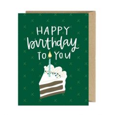 Green Birthday Cake Greeting Card